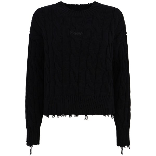 Maglione nero a treccia  per donna
