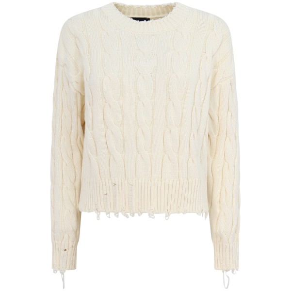 Maglione latte a treccia  per donna