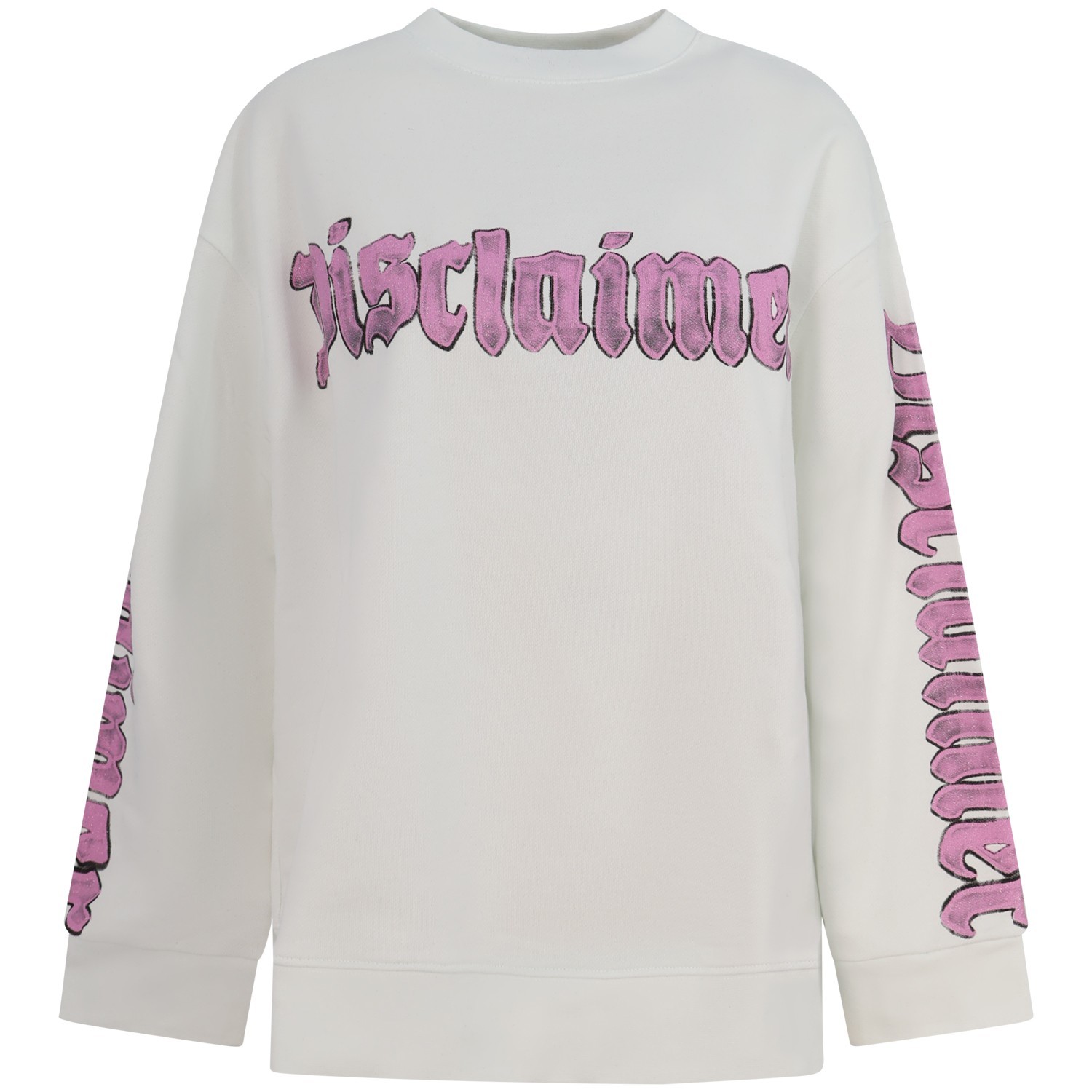 Felpa bianca con stampa rosa per donna