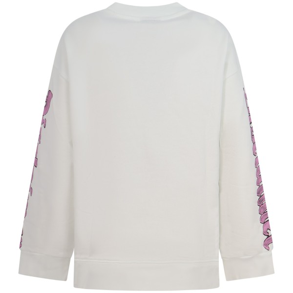 Felpa bianca con stampa rosa per donna