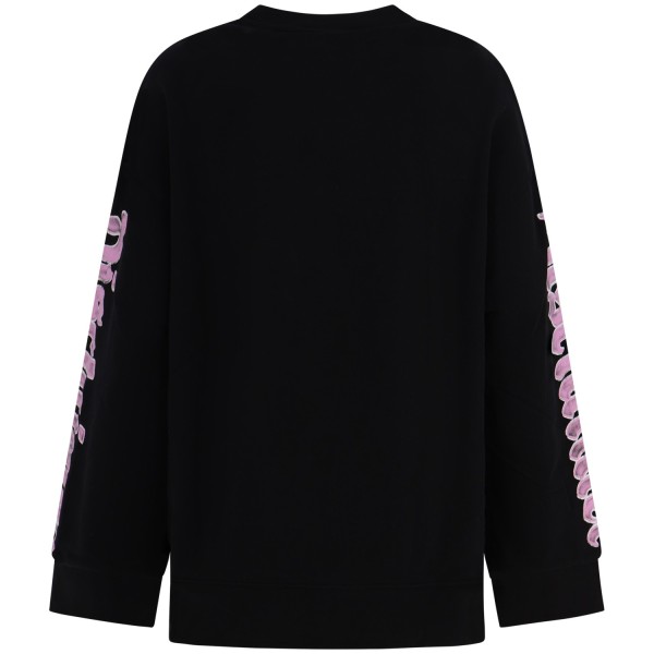 Felpa nera con stampa rosa per donna