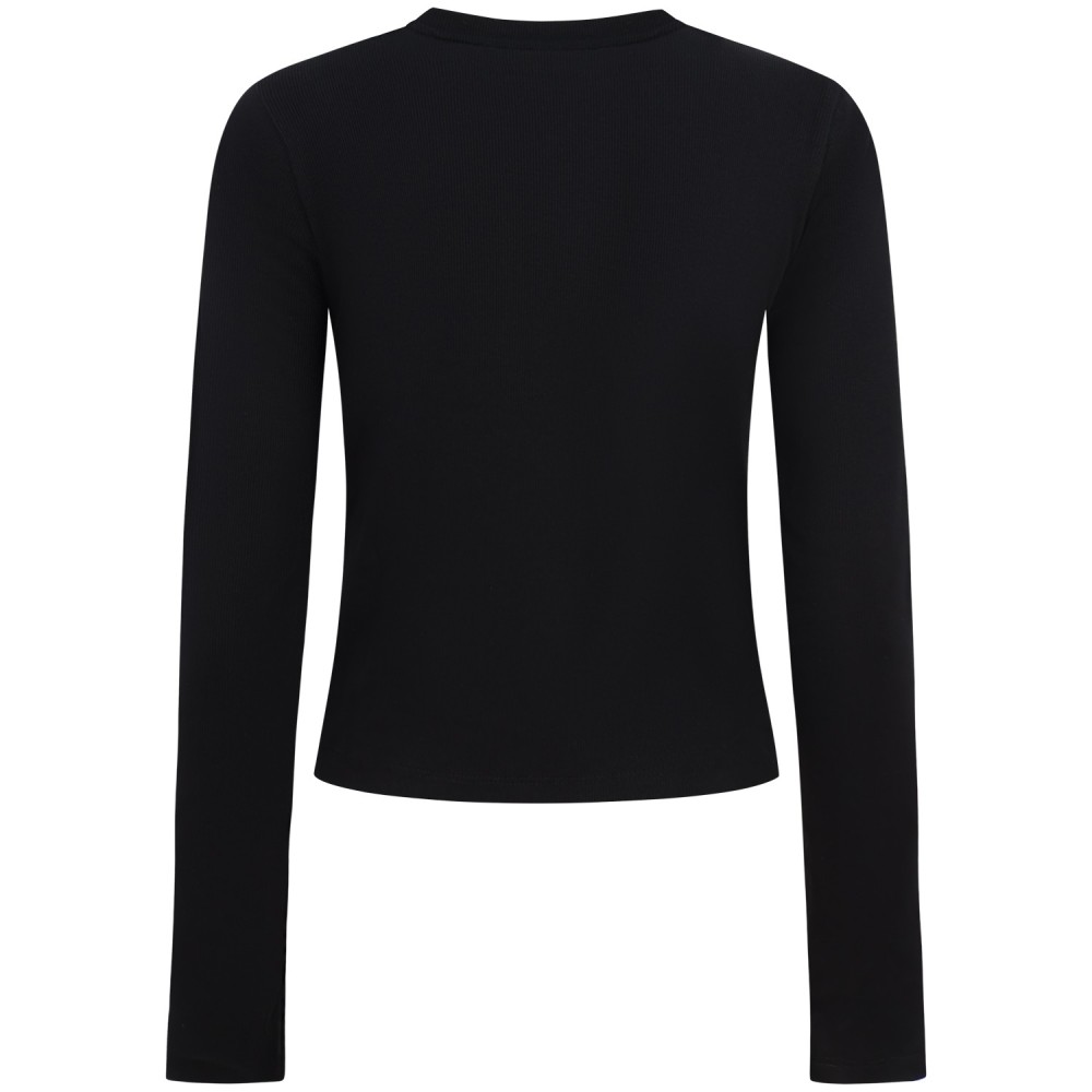 T-shirt nera manica lunga per donna