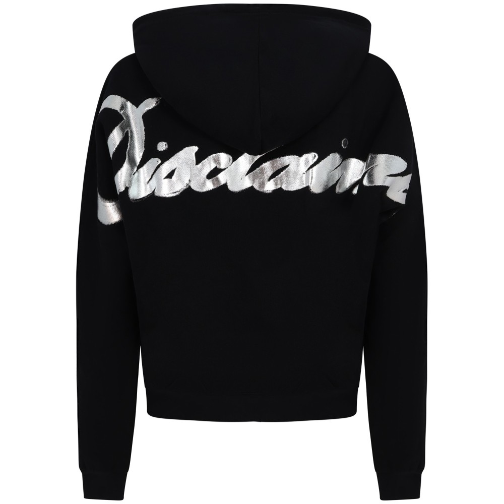 Felpa nera con logo sul retro per donna