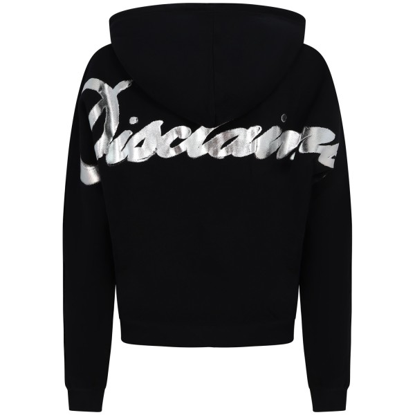 Felpa nera con logo sul retro per donna
