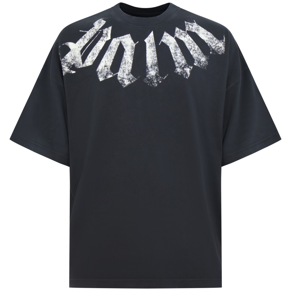 T-shirt nera con maxi logo per uomo