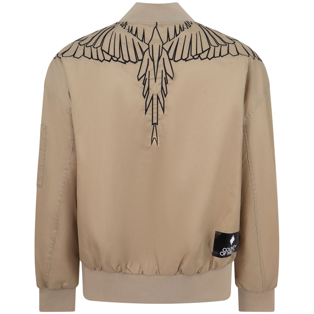Giubbotto beige con logo all over per uomo