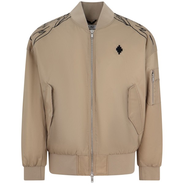 Giubbotto beige con logo all over per uomo