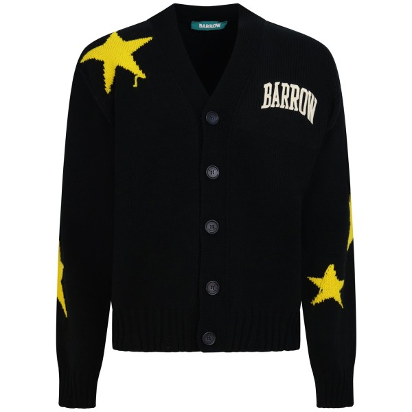Cardigan nero con stampe all over per uomo