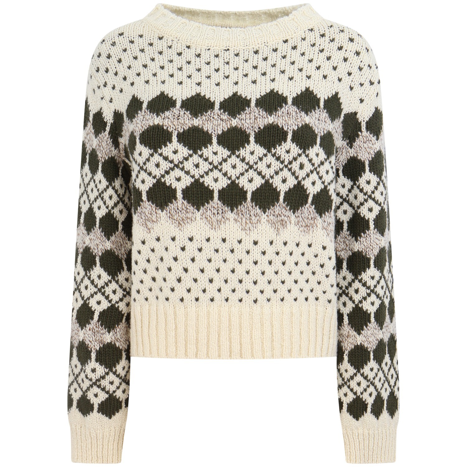 Maglione bianco con fantasia verde  per donna