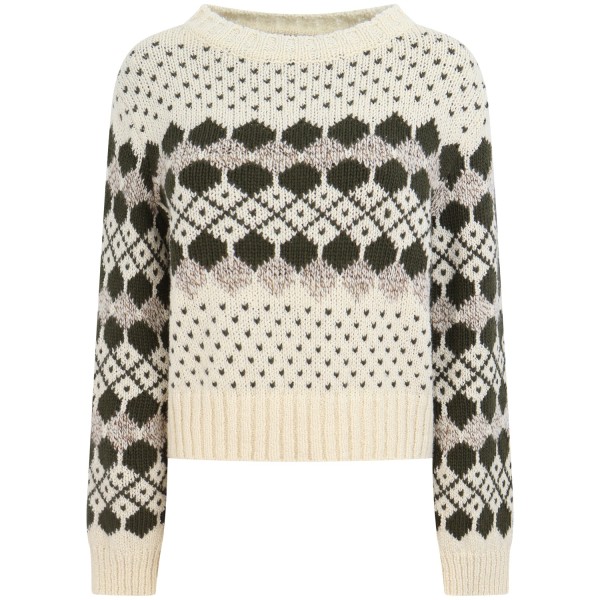 Maglione bianco con fantasia verde  per donna