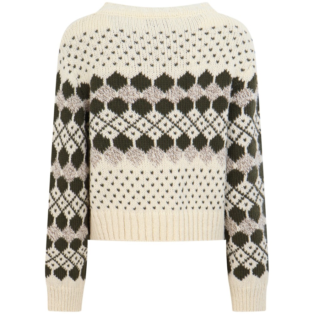 Maglione bianco con fantasia verde  per donna