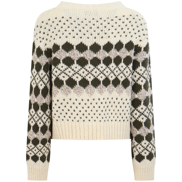 Maglione bianco con fantasia verde  per donna