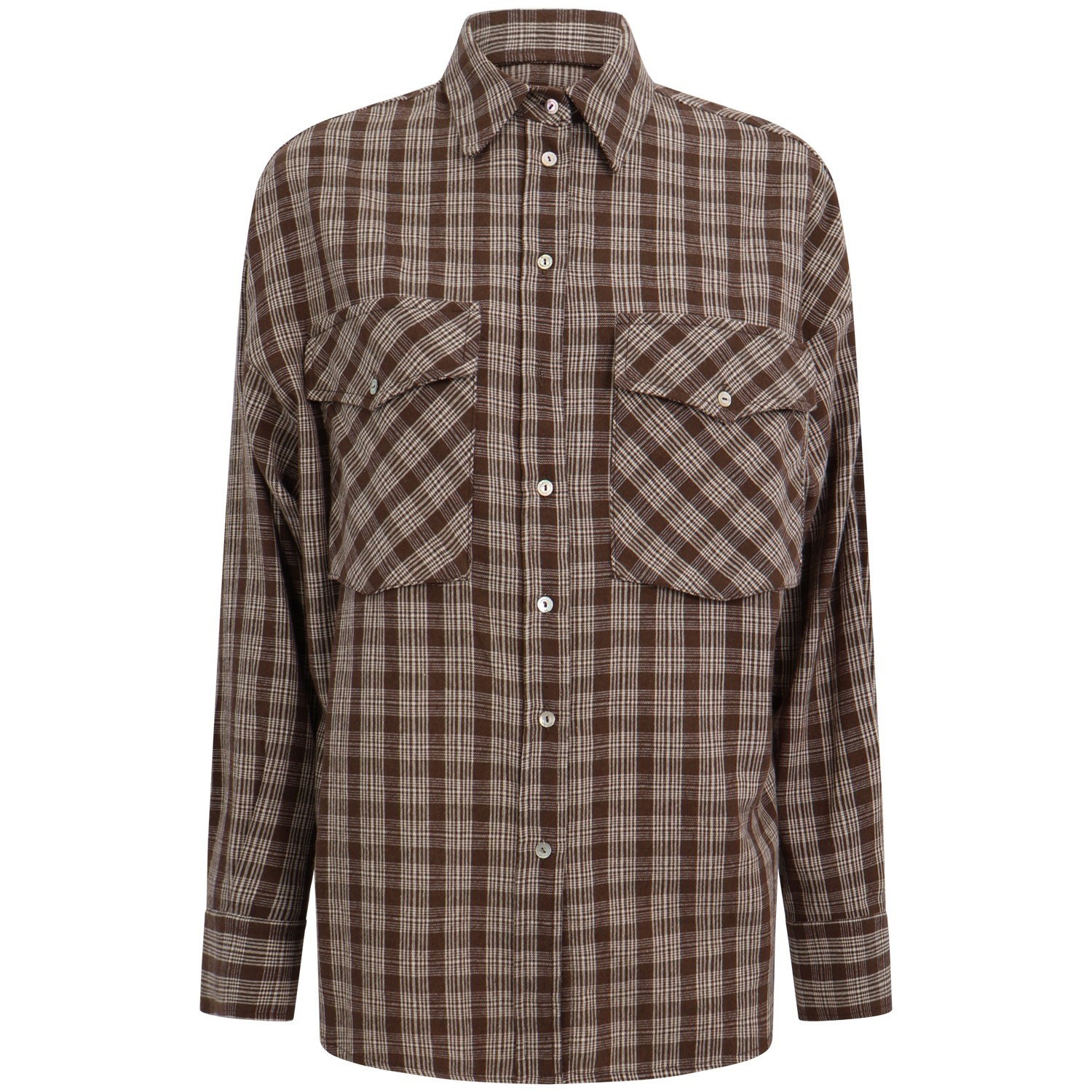 Camicia a quadri marrone per donna