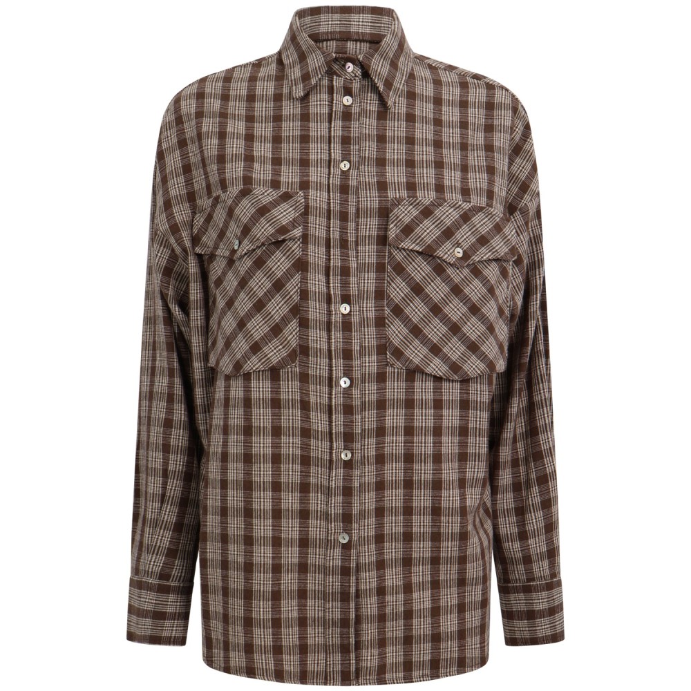 Camicia a quadri marrone per donna
