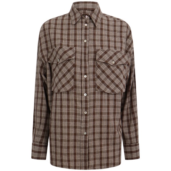 Camicia a quadri marrone per donna