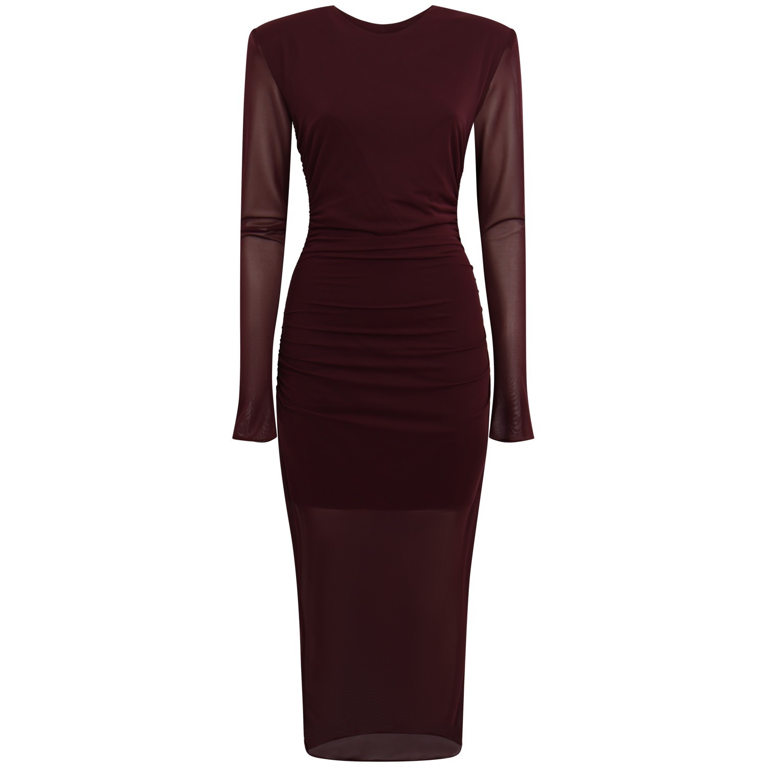 Abito bordeaux con drappeggio per donna 2