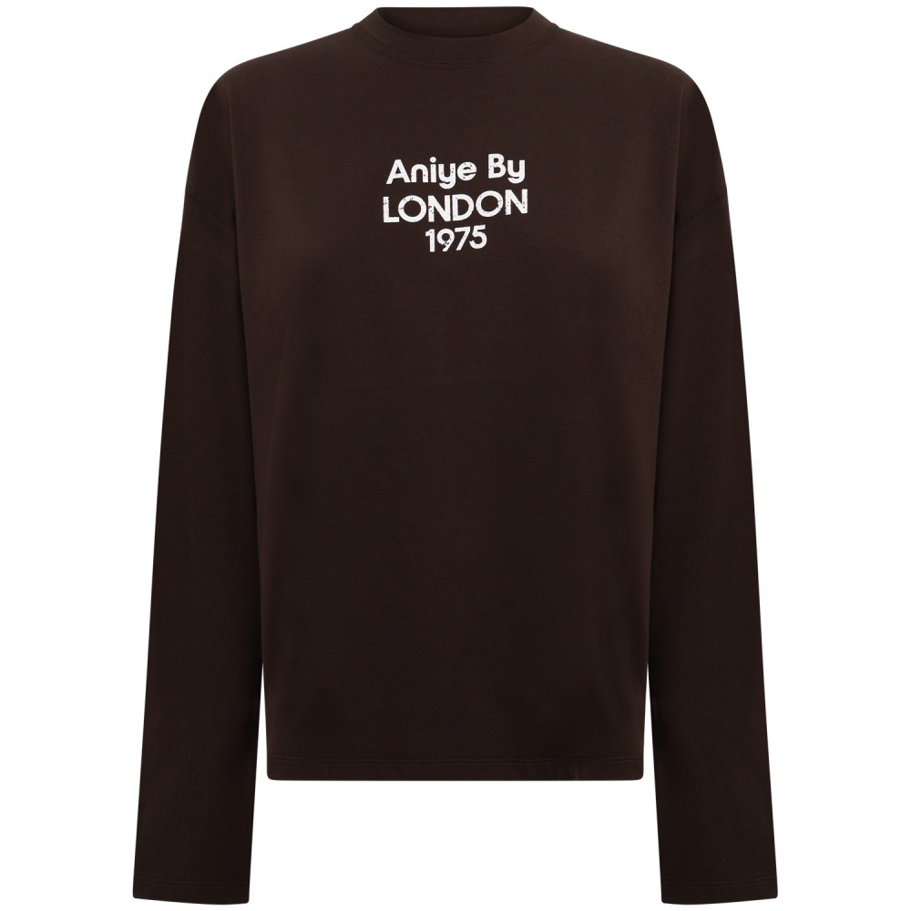 T-shirt marrone manica lunga per donna