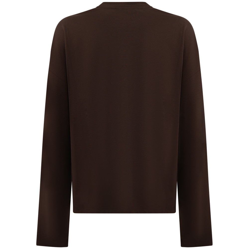 T-shirt marrone manica lunga per donna