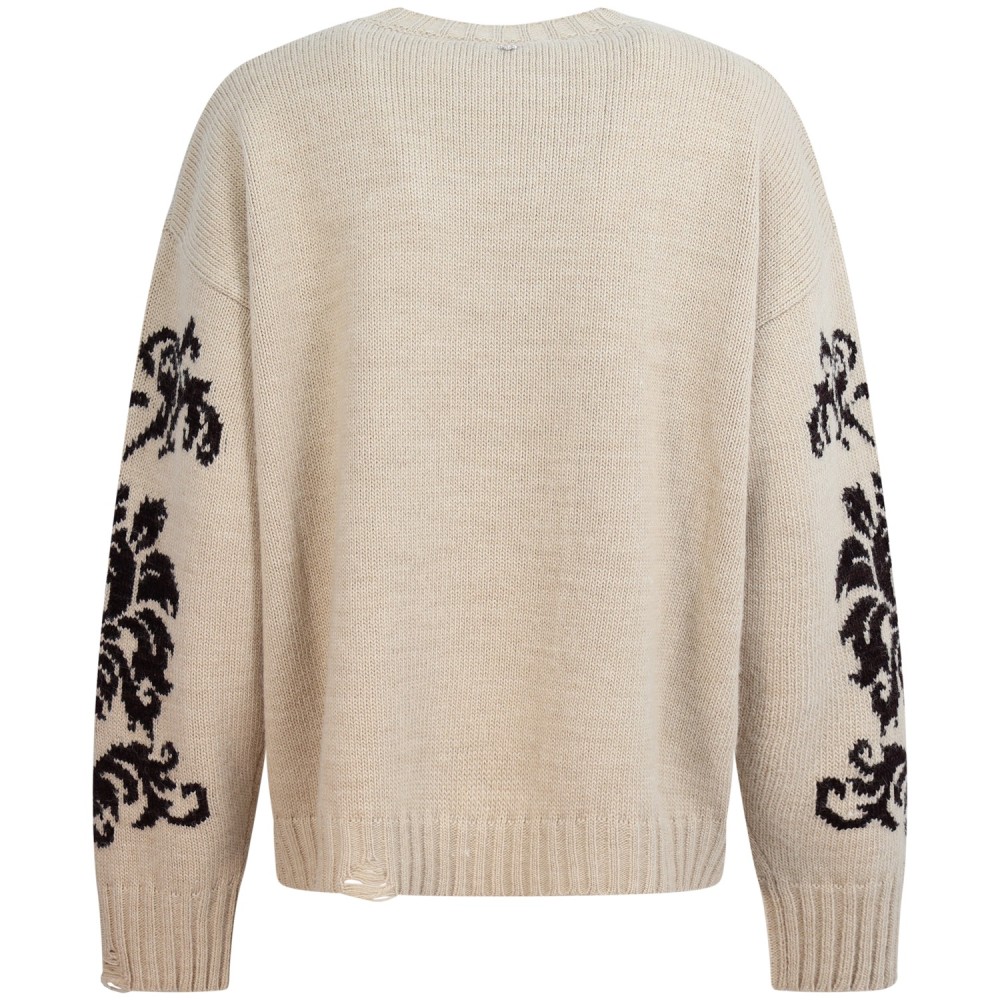 Maglione beige con fantasia marrone per donna