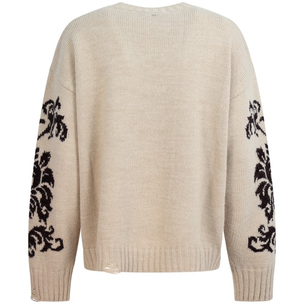 Maglione beige con fantasia marrone per donna