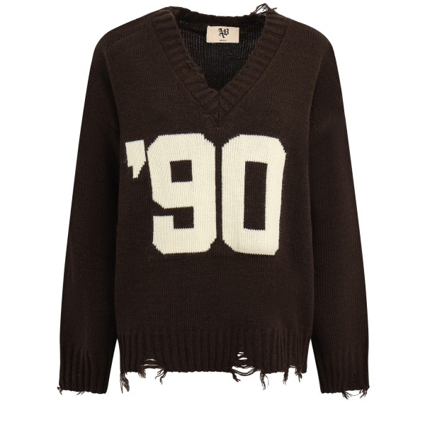 Maglione marrone con numero davanti per donna