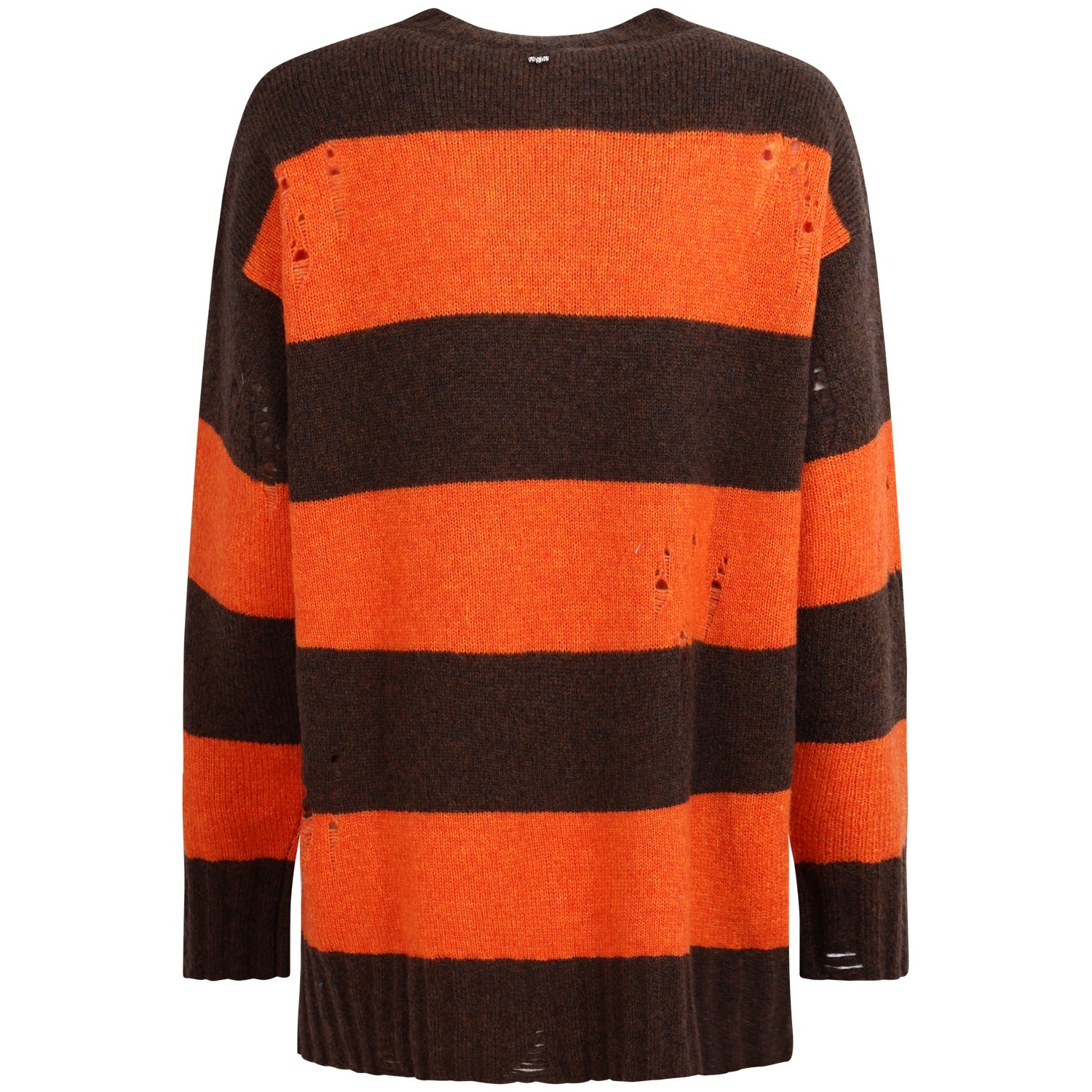 Maglione a righe marrone e arancione per donna 2