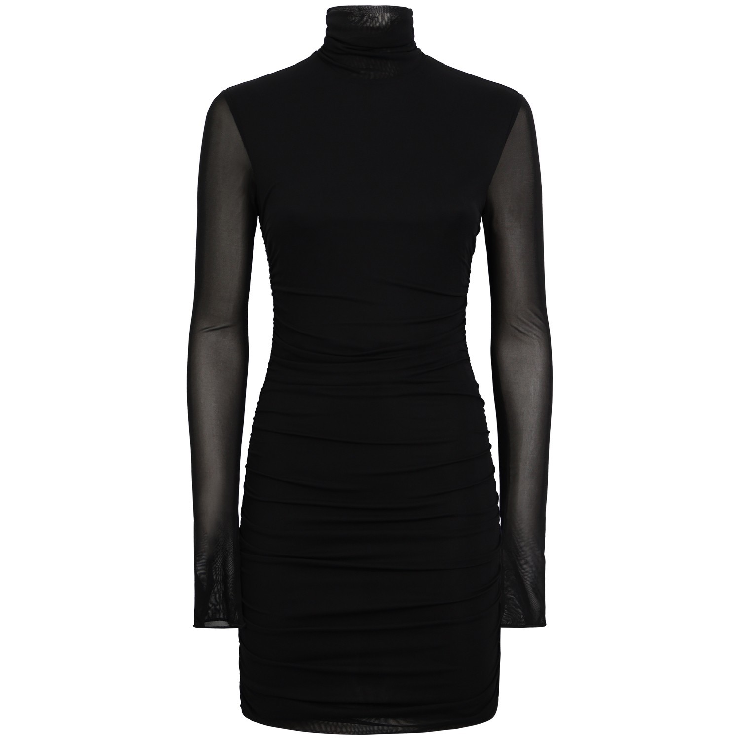 Abito corto con drappggio nero per donna