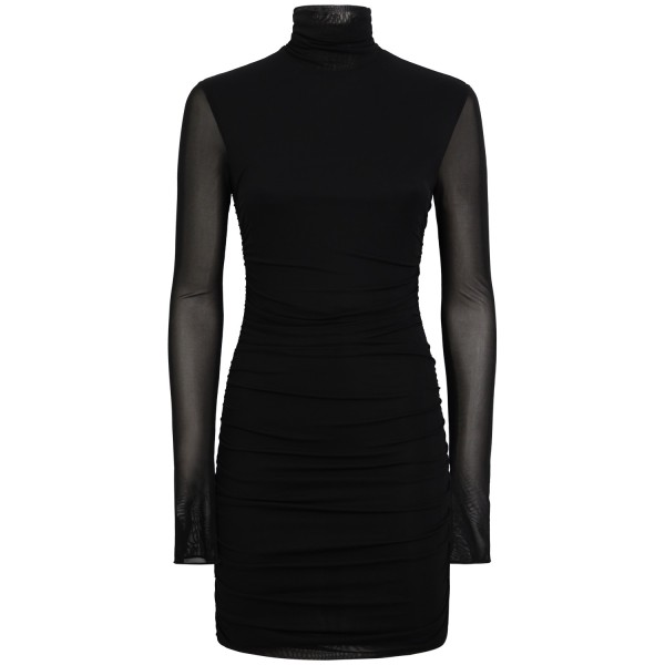 Abito corto con drappggio nero per donna