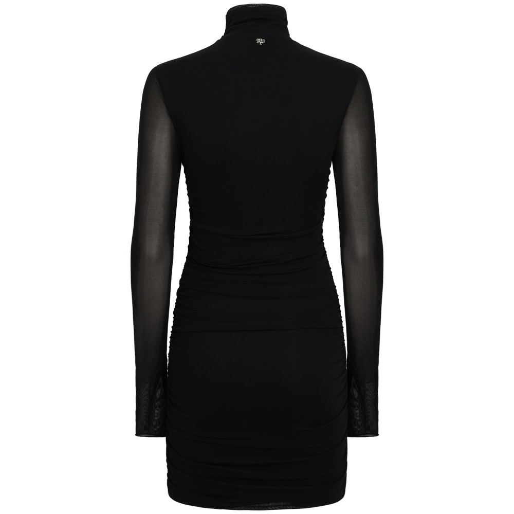 Abito corto con drappggio nero per donna