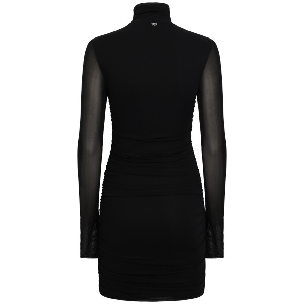 Abito corto con drappggio nero per donna