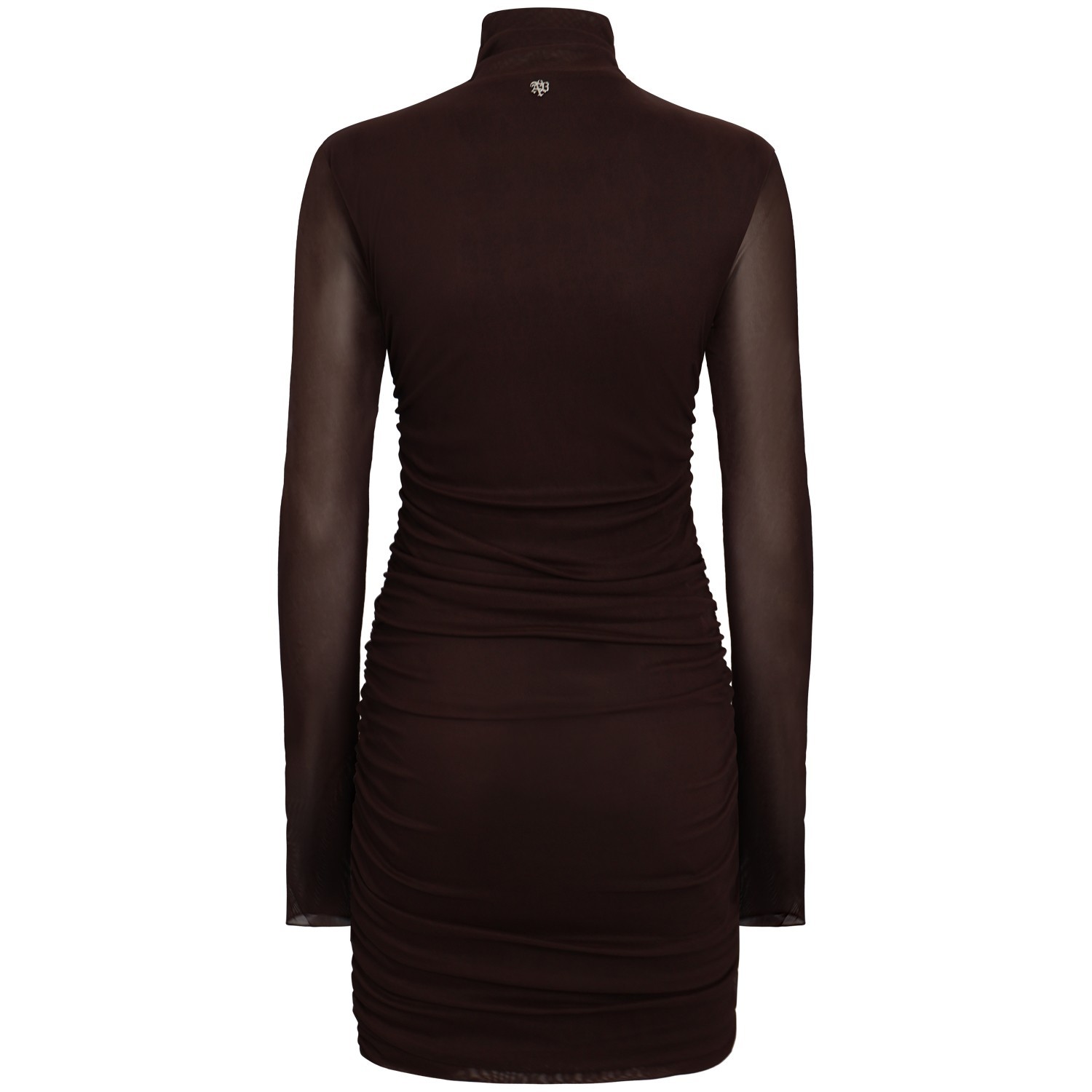 Abito corto con drappggio marrone per donna 2