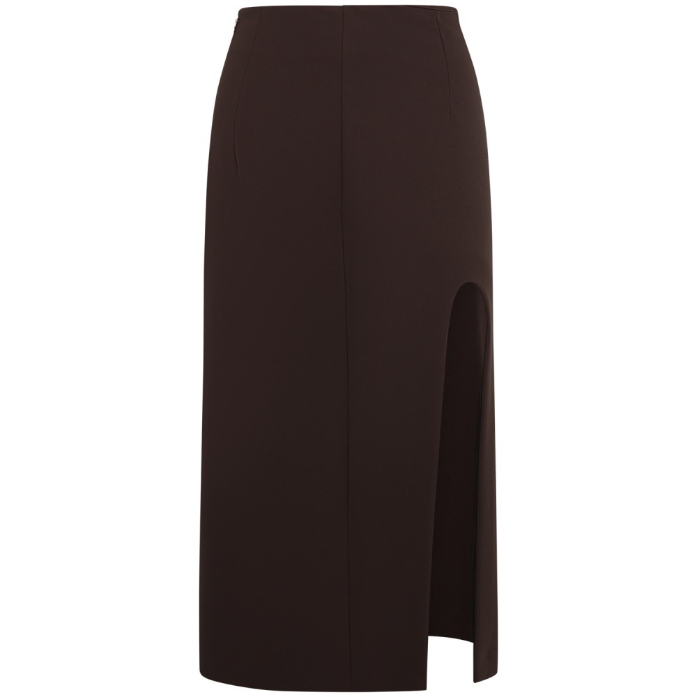 Gonna a tubino con spacco  marrone per donna