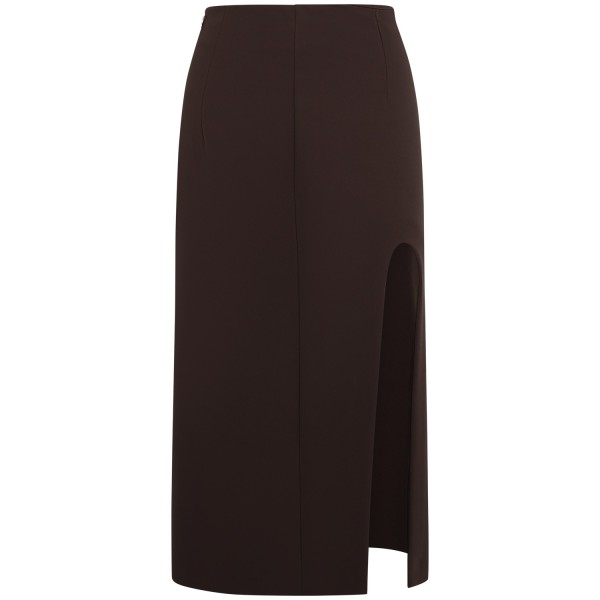Gonna a tubino con spacco  marrone per donna