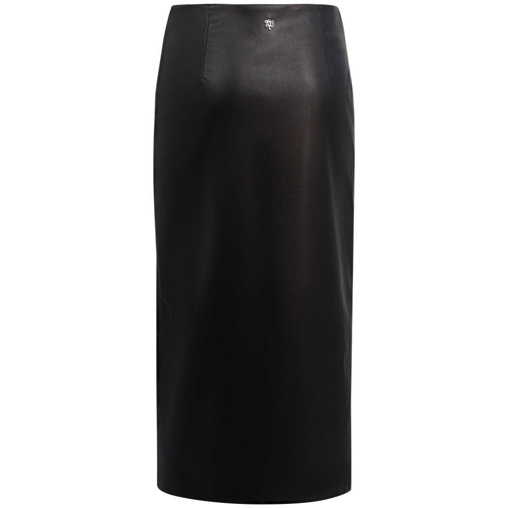Gonna midi in pelle nera per donna
