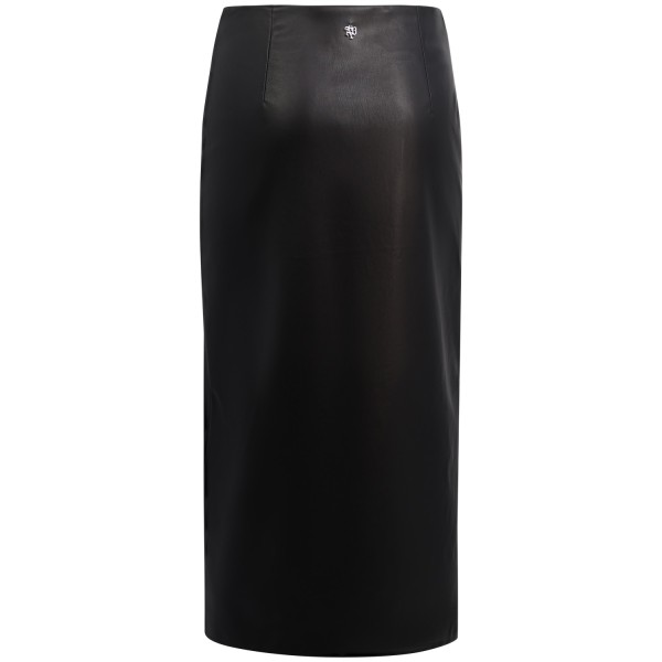 Gonna midi in pelle nera per donna