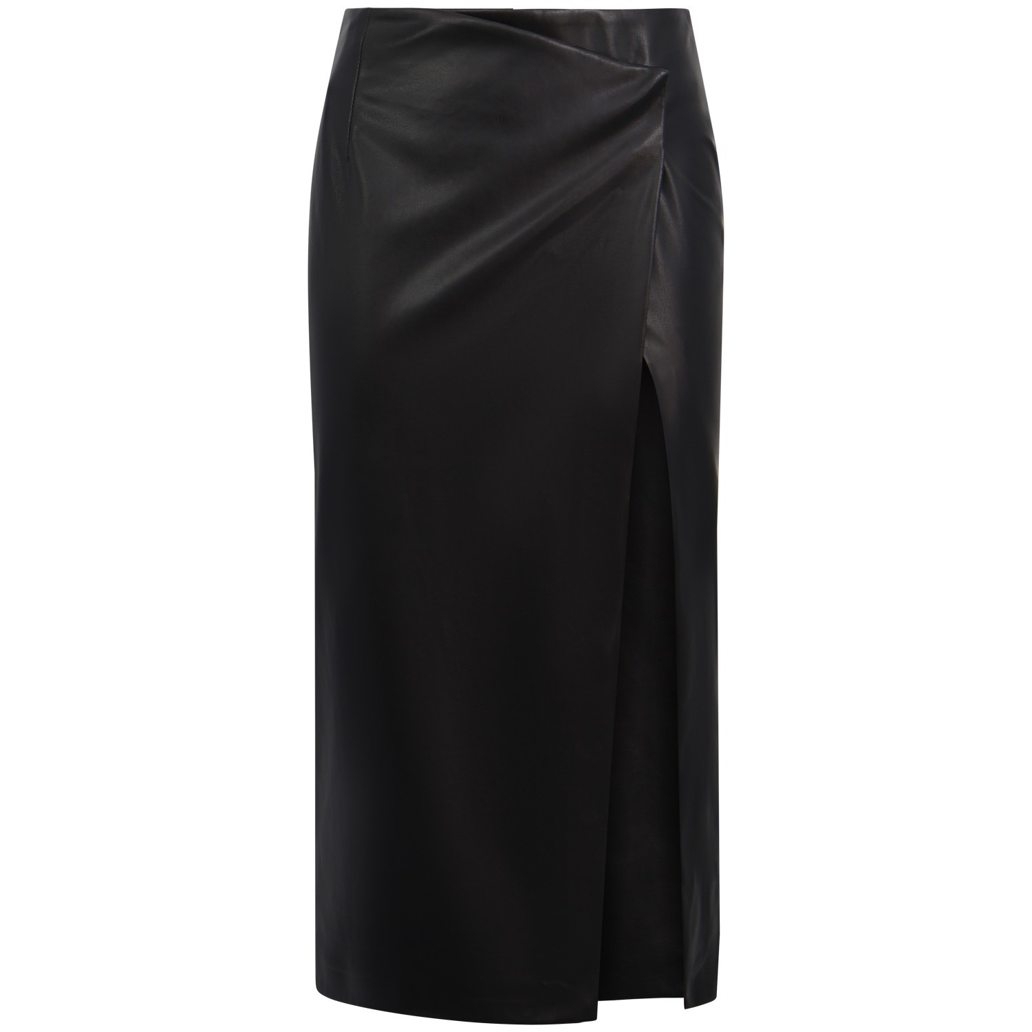 Gonna midi in pelle nera per donna