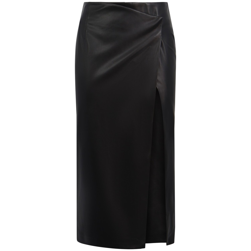 Gonna midi in pelle nera per donna