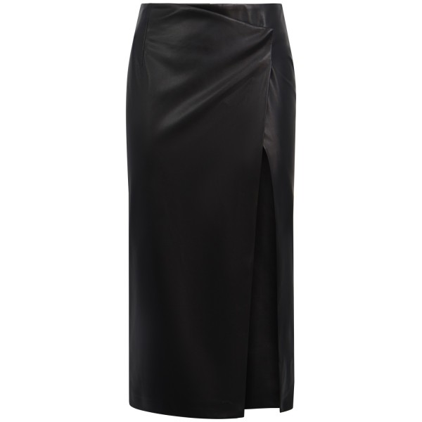 Gonna midi in pelle nera per donna