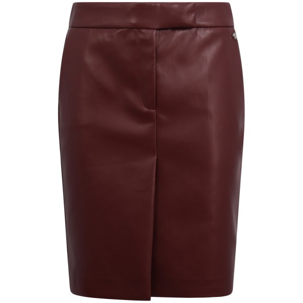 Gonna in ecopelle bordeaux per donna