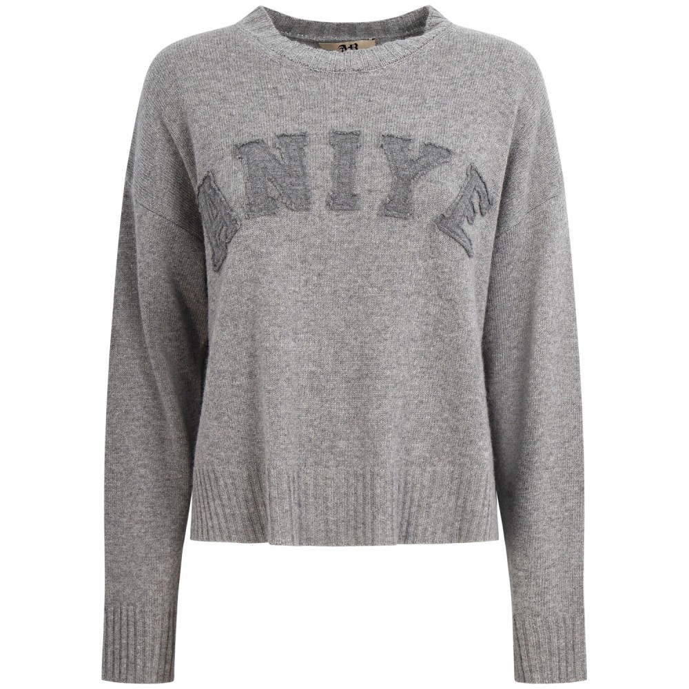 Maglione grigio con logo per donna