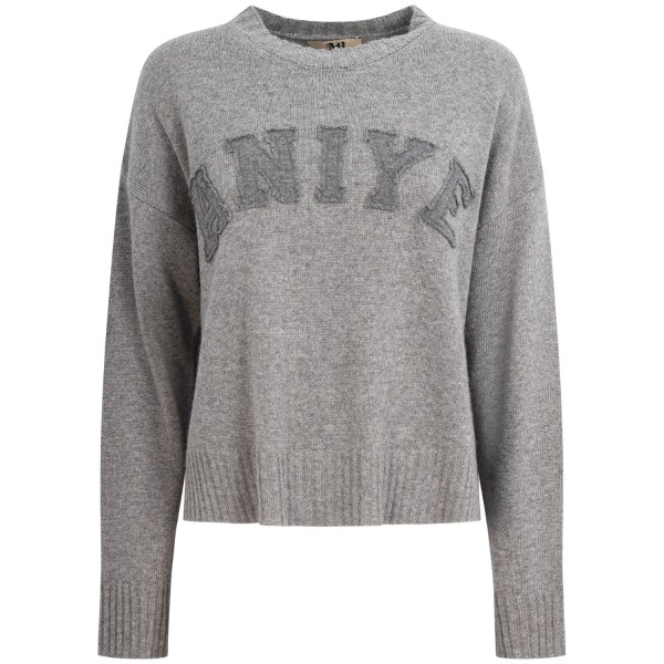 Maglione grigio con logo per donna