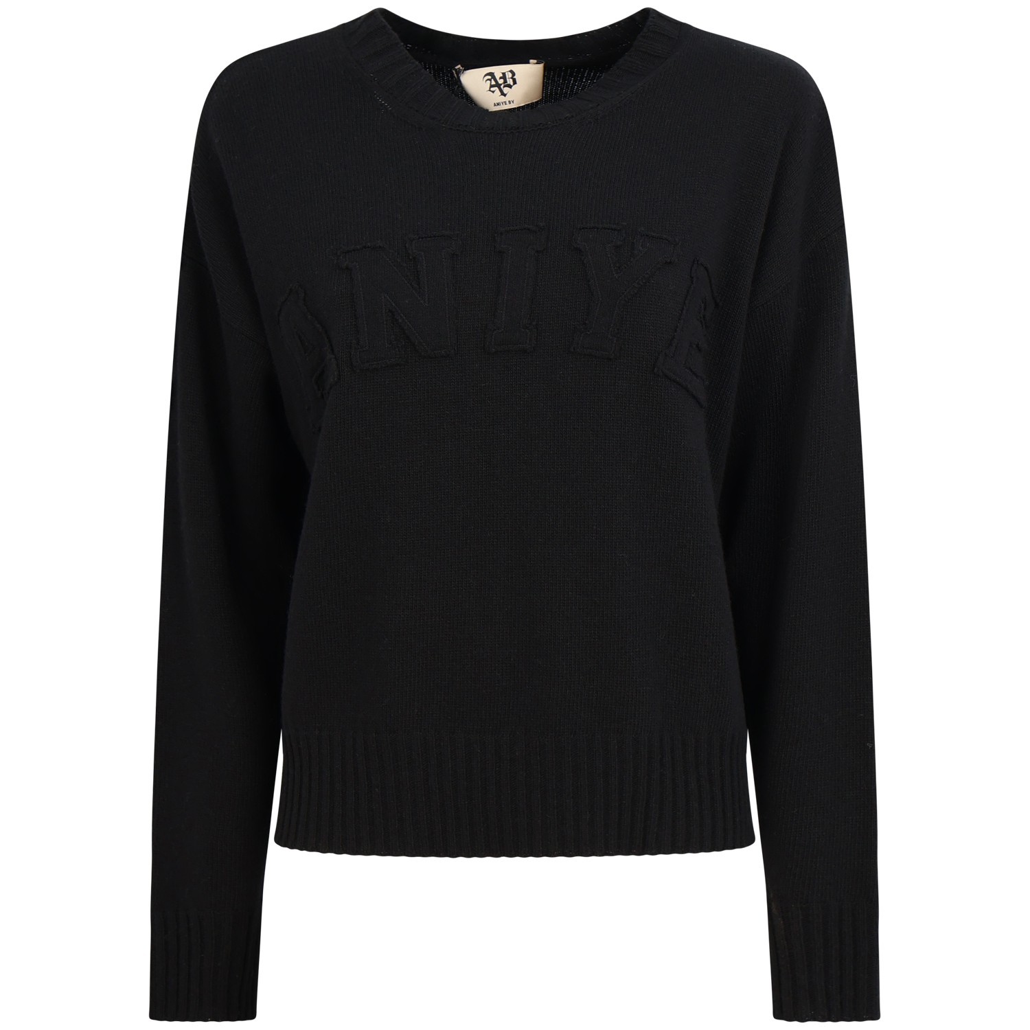 Maglione nero con logo per donna
