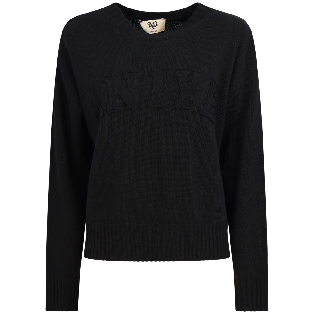 Maglione nero con logo per donna