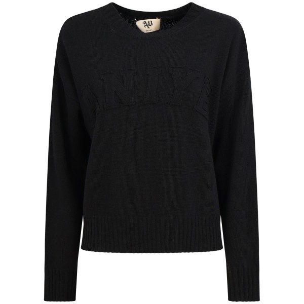 Maglione nero con logo per donna