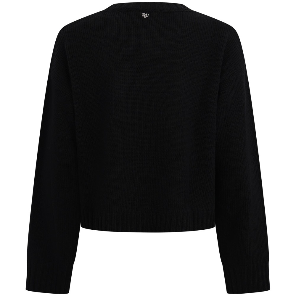Maglione nero con logo numero per donna