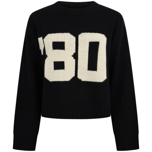 Maglione nero con logo numero per donna
