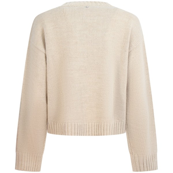 Maglione beige con logo numero per donna