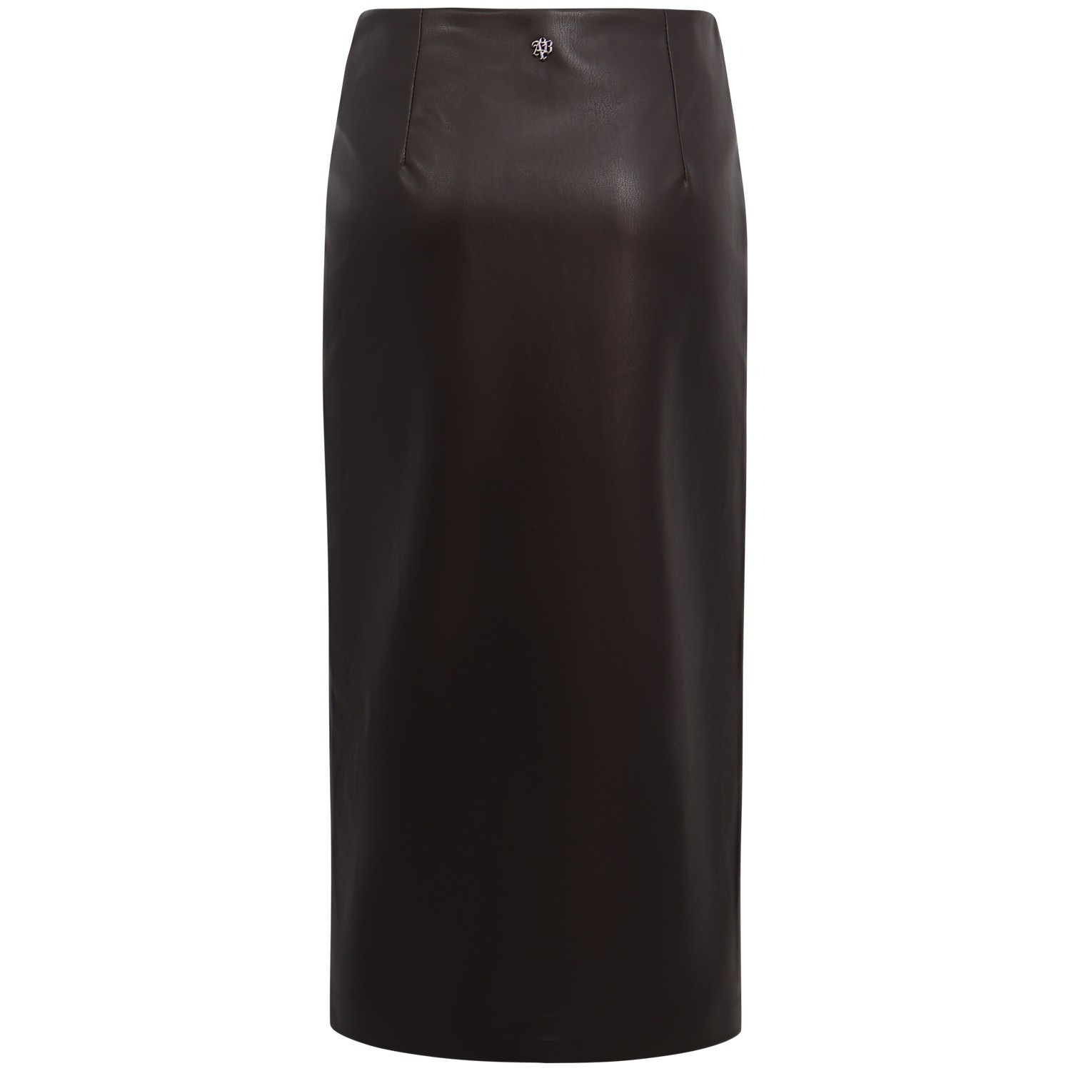 Gonna midi in pelle marrone per donna 2