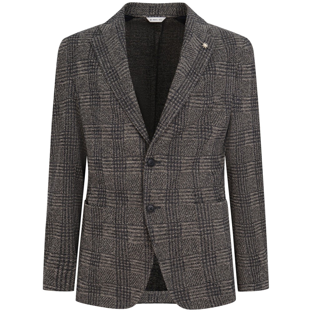 Giacca beige con fantasia blu per uomo