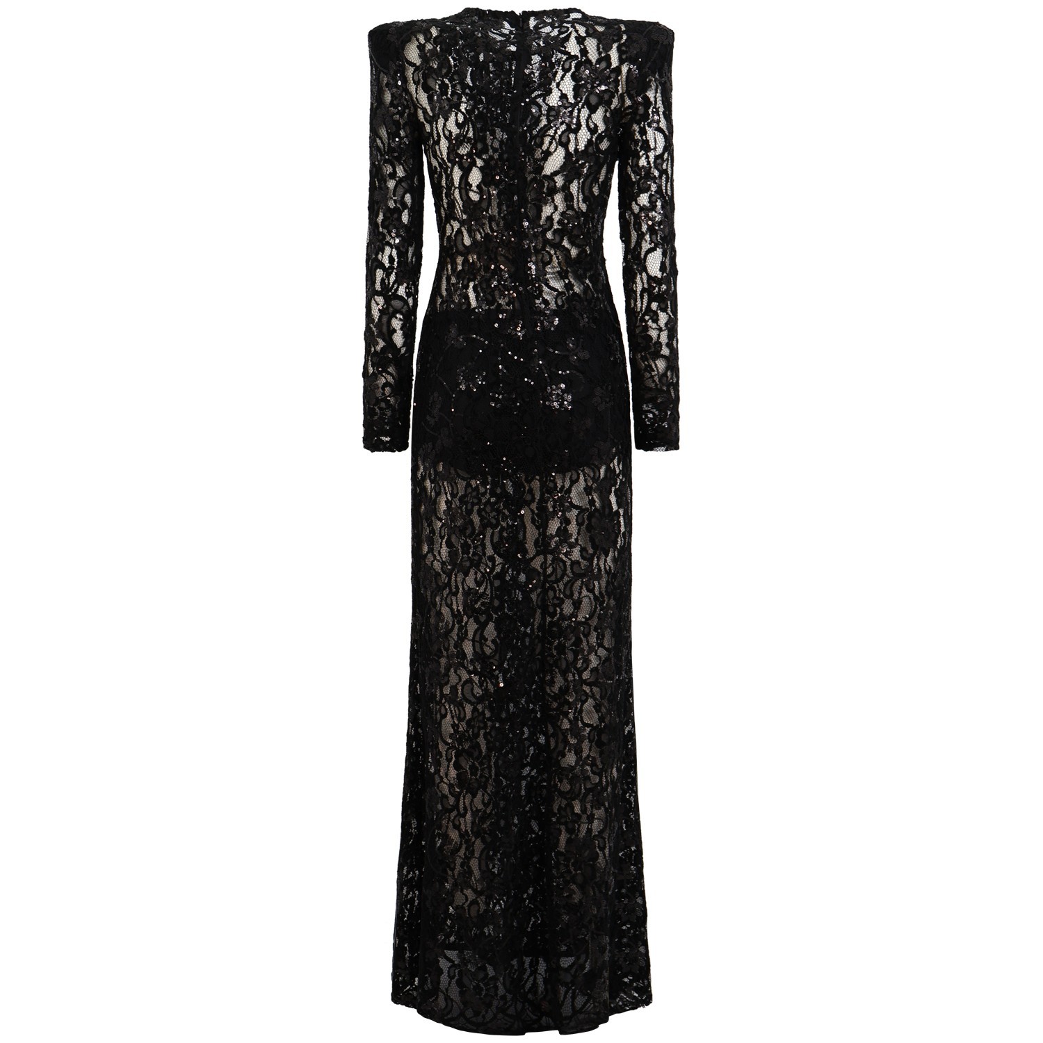 Abito lungo in pizzo nero per donna 2